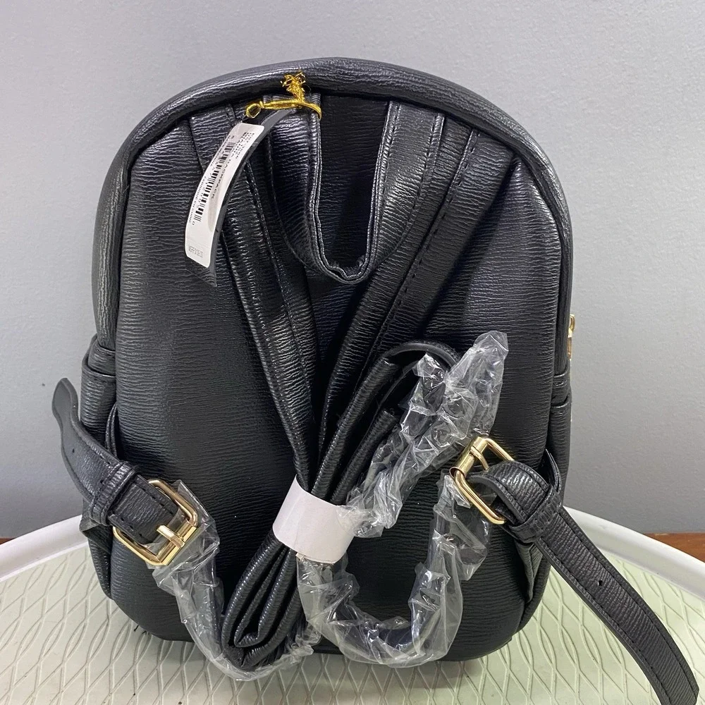 Bebe Gianna Black & Gold Mini Backpack Women's NWT $109 9.5x7.5x4